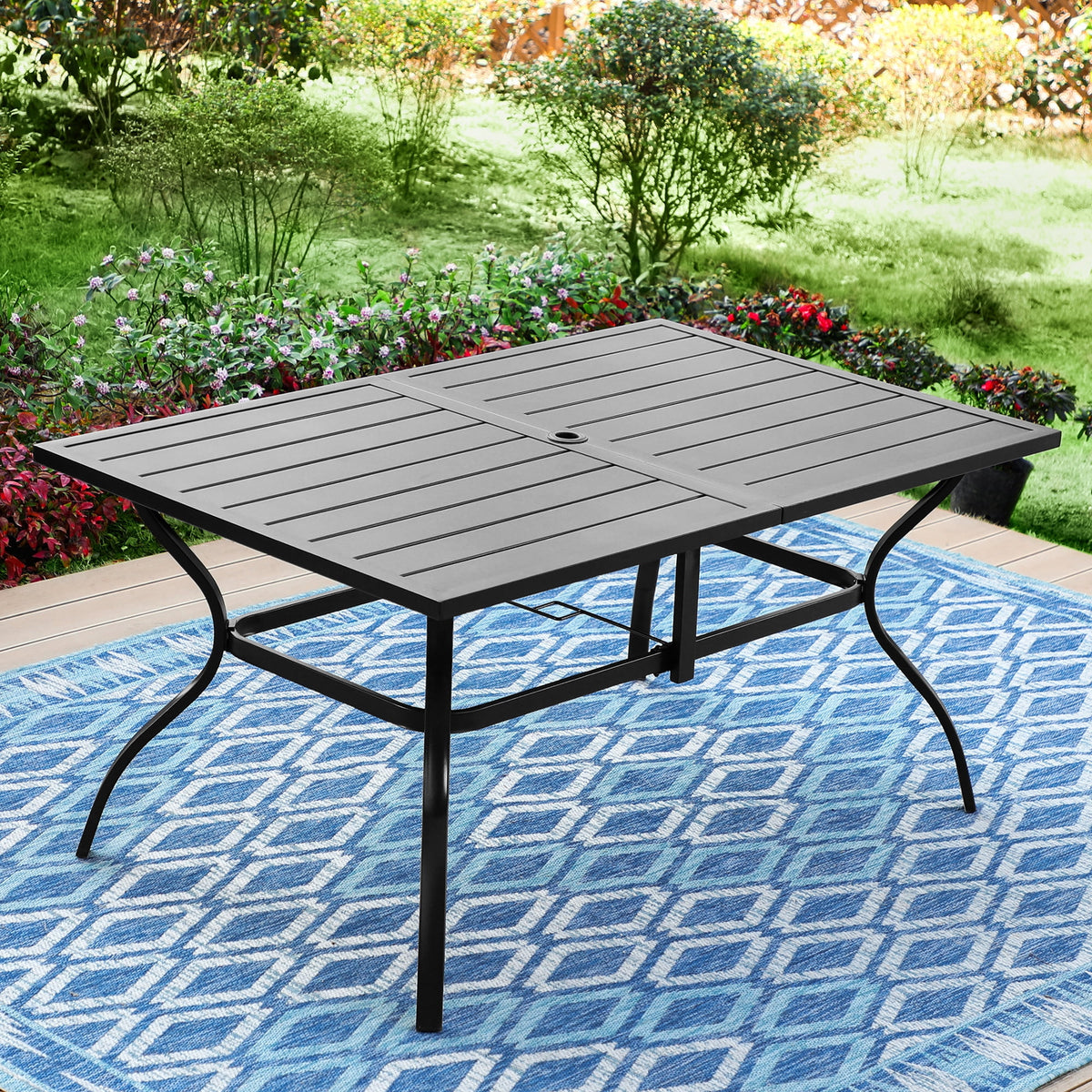 7-Piece Outdoor Patio Dining Set with 6 Rocking Chairs and 1 Metal Table V480423