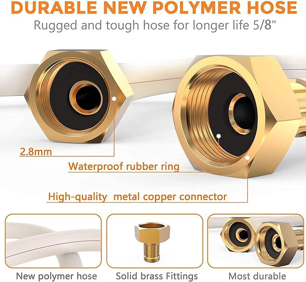 Wall Mount Retractable Garden Hose Reel, 82 FT 5/8 Inch, 8 Patterns Nozzles, Brass Connector S7905