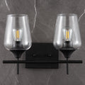 2-Light Brushed Nickel Vanity Lights with Clear Glass Shade S881188