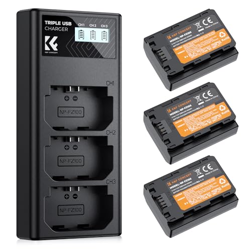 NP-FZ100 Battery and Three Slot Charger 3-Pack 2280mAh J6792