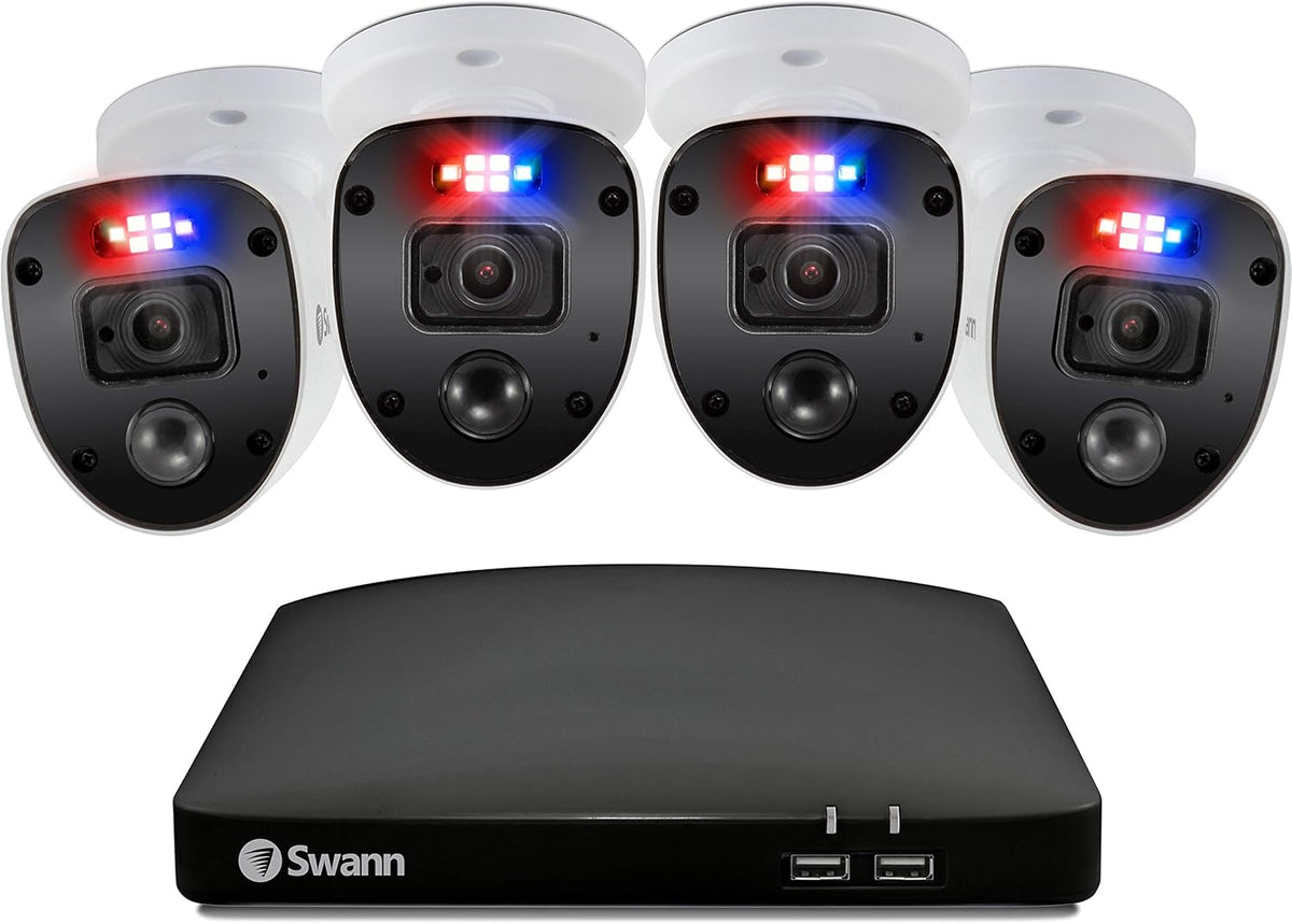 Black 8 Channel 4 Cameras DVR CCTV Security Camera System S622