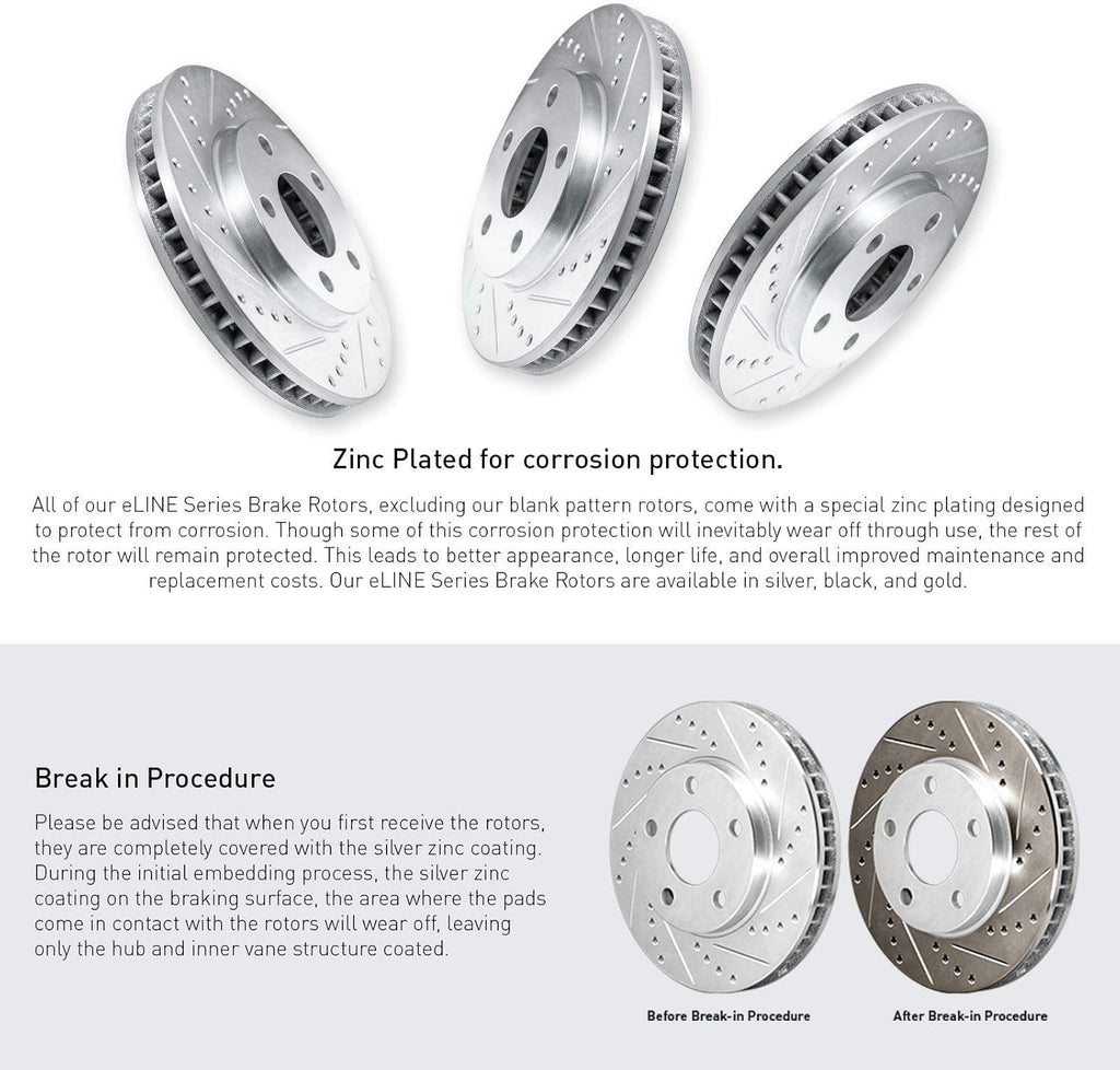 Front Rear Drilled and Slotted Brake Rotors U19317