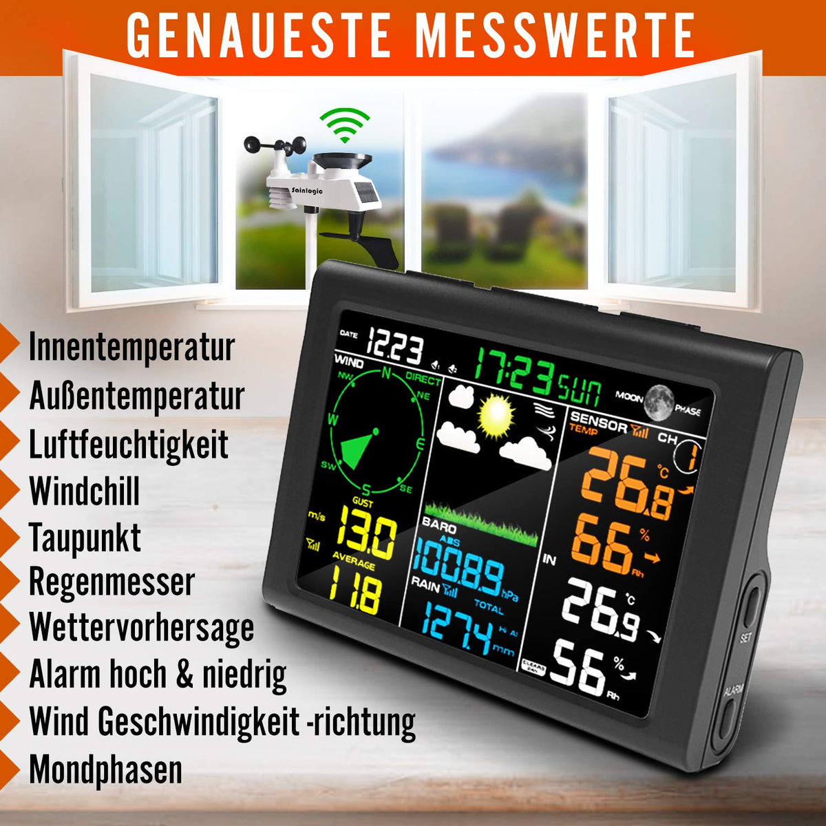 Wireless 5-in-1 Weather Station with Outdoor Sensor V3049