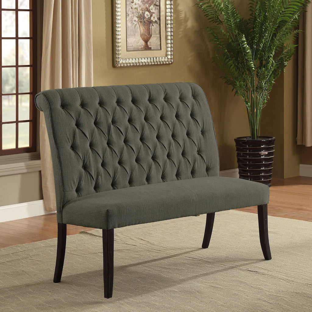 Ivory Chenille Tufted Dining Bench A74003