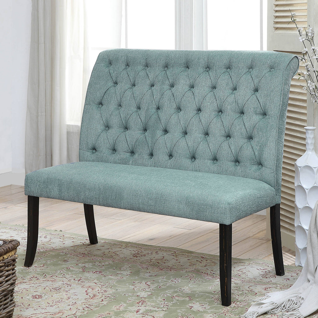 Ivory Chenille Tufted Dining Bench A74003