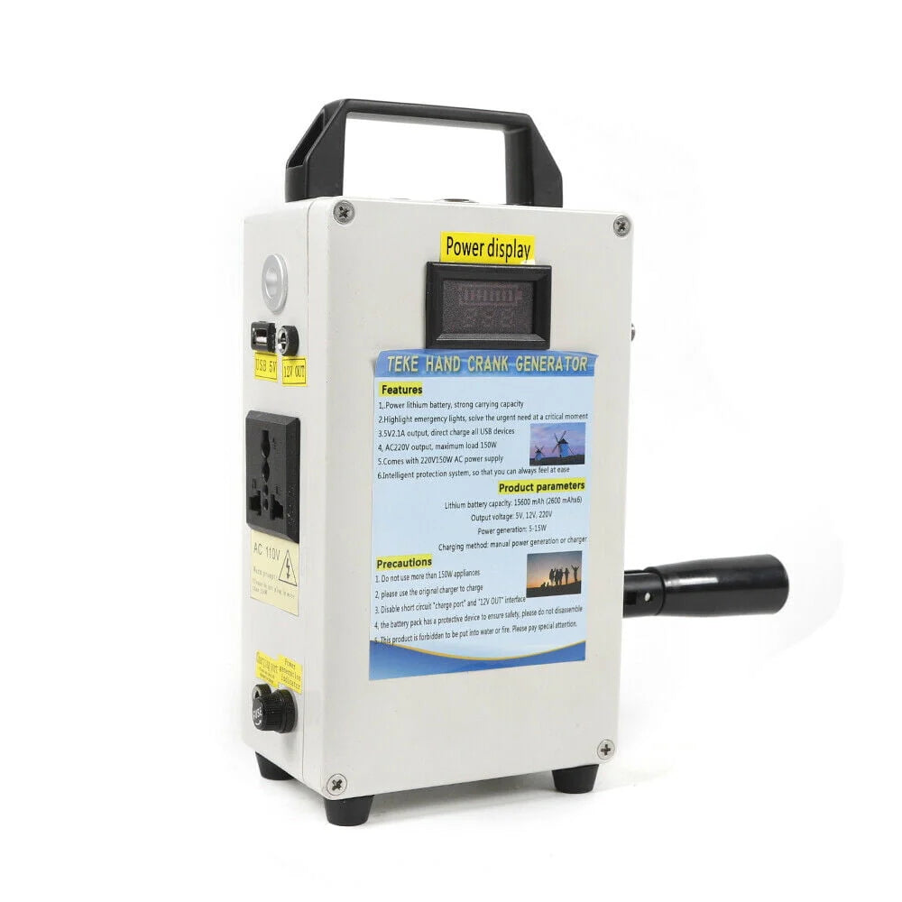 Portable Hand Crank Generator Emergency Power Supply USB Charger O89056