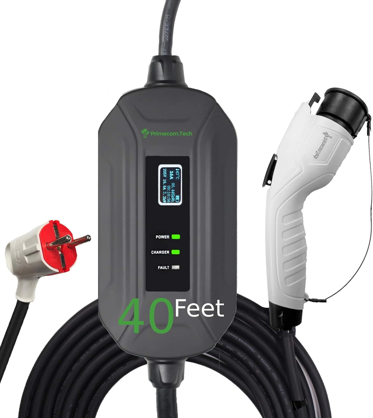 Portable Level 2 Electric Vehicle Charger, 16Amp, 30 Feet D264