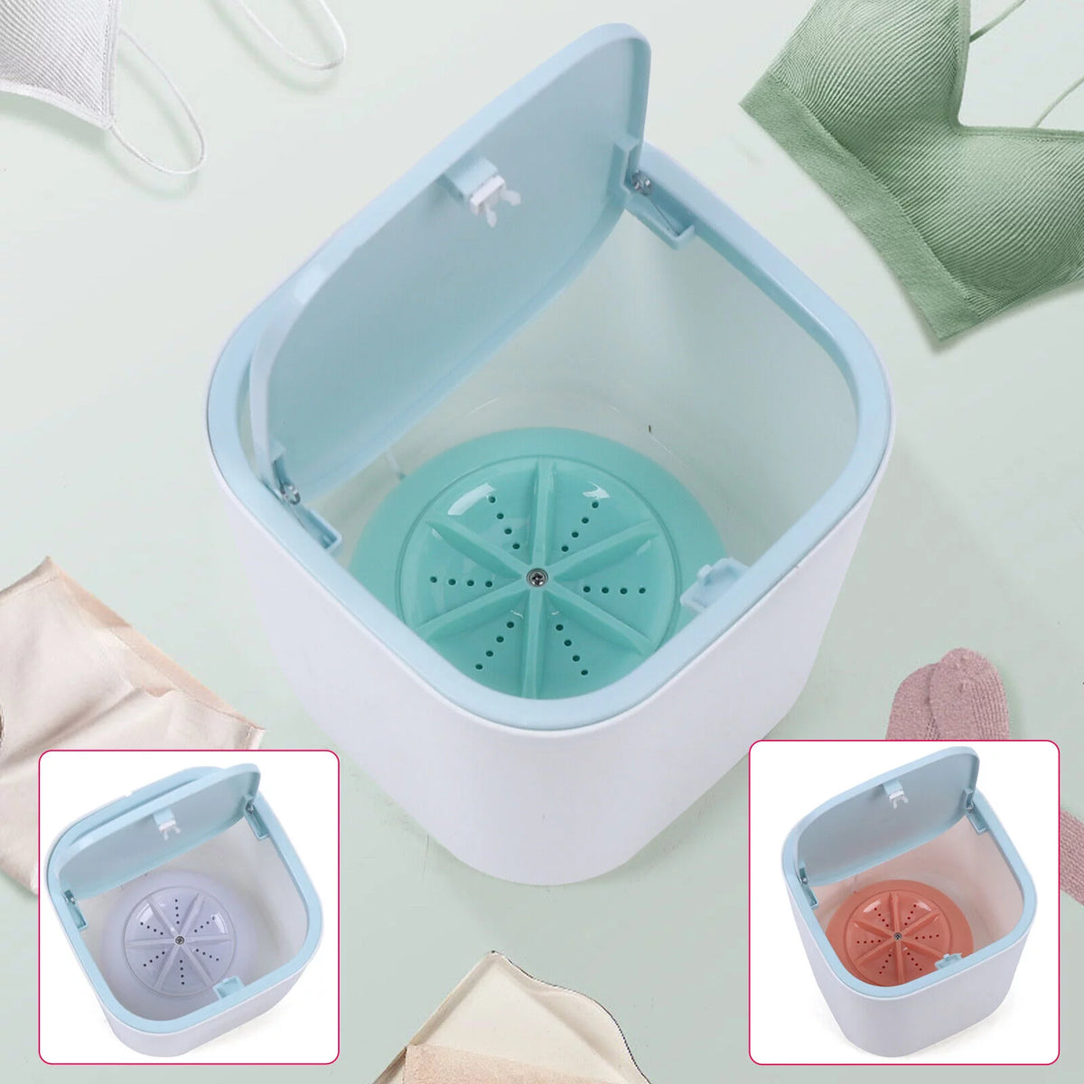 3.8L Portable Rotating Mini Washer Machine Plastic USB Blue I330