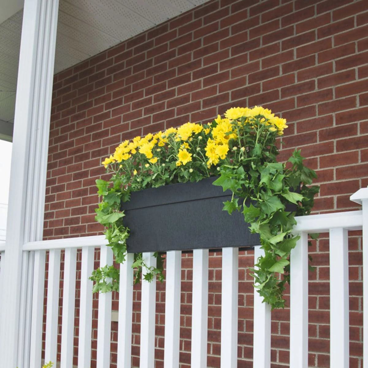 Black Self Watering Deck Rail Planter C800