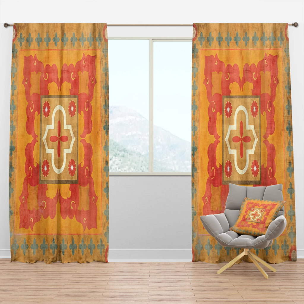 Orange Moroccan Tiles Collage III Curtain Panel I44333