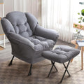 Dark Gray Fabric Accent Lounge Chair with Ottoman N188453