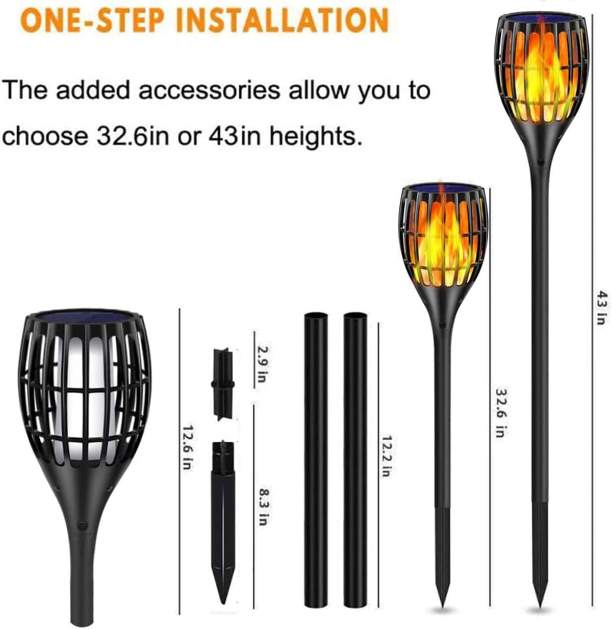 Solar Torch Lights with Flickering Flames J783612