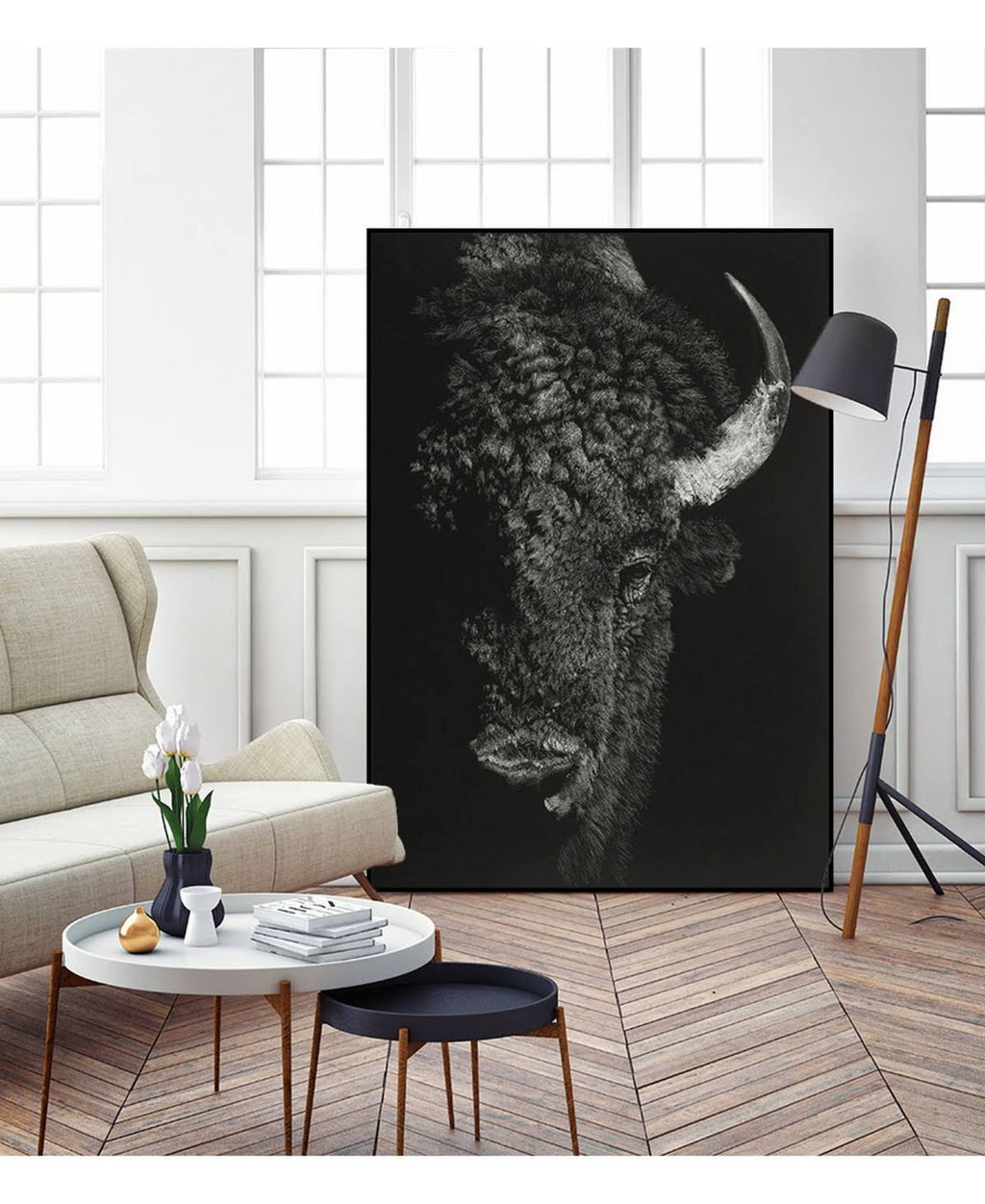 40x22 x 30x22 Framed Canvas Art Block L166