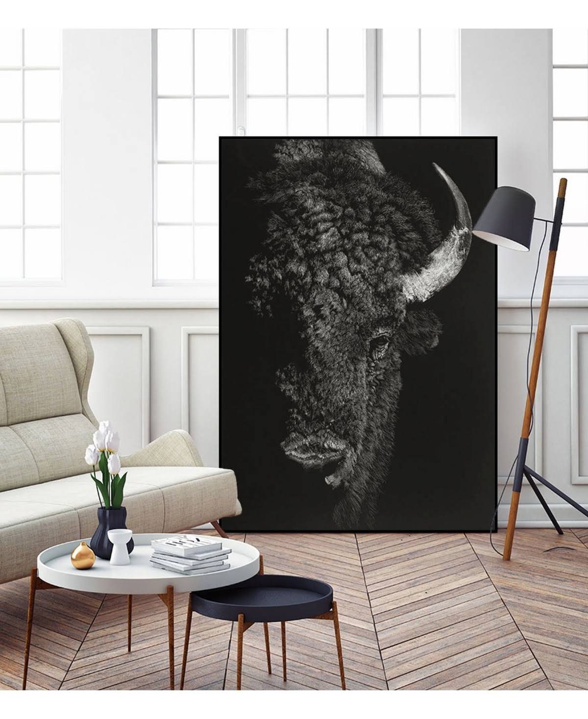 40x22 x 30x22 Framed Canvas Art Block L166