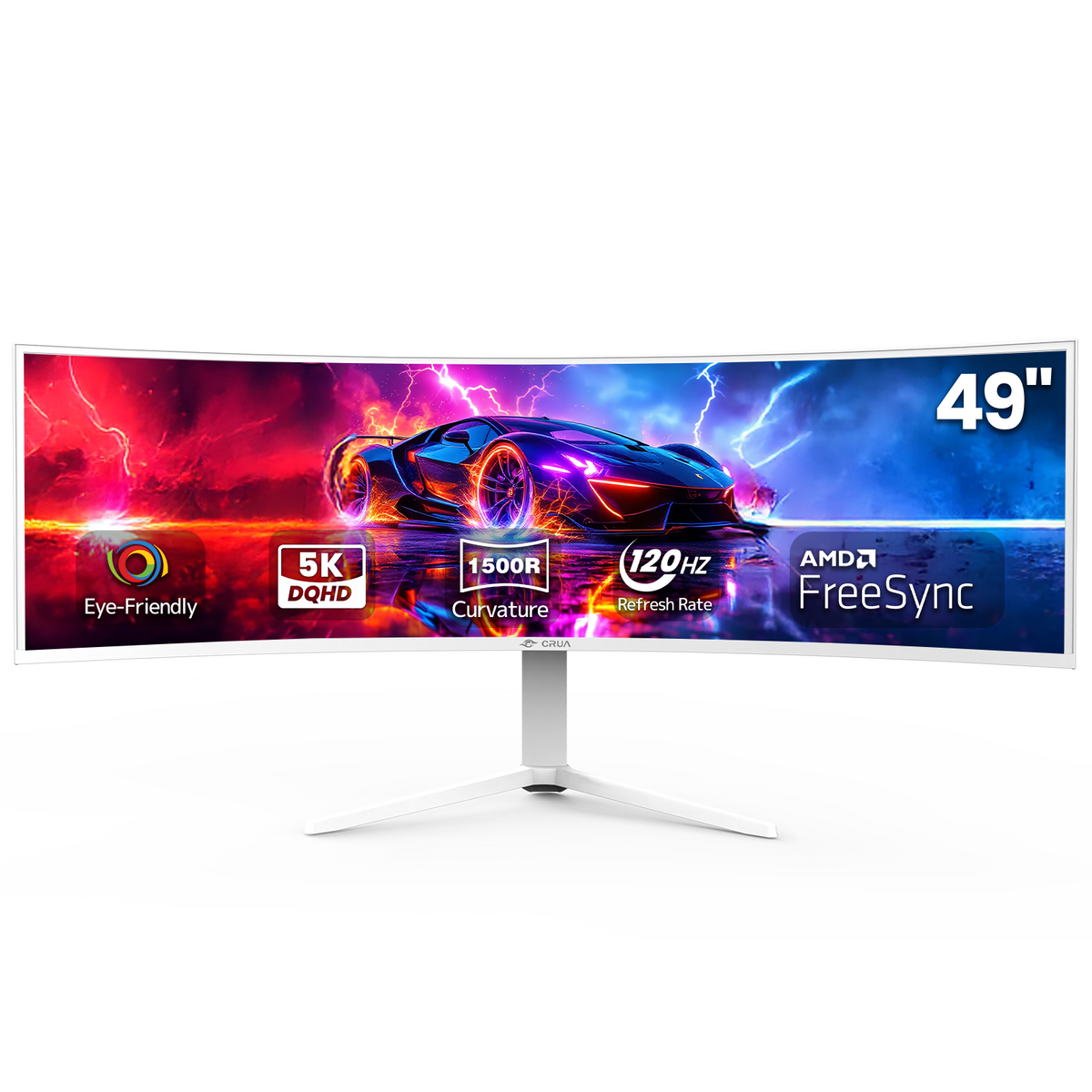 49 Inch Ultra-Wide Curved Gaming Monitor, 120Hz, DQHD (5120x1440p), 1500R, 32:9, White W218853