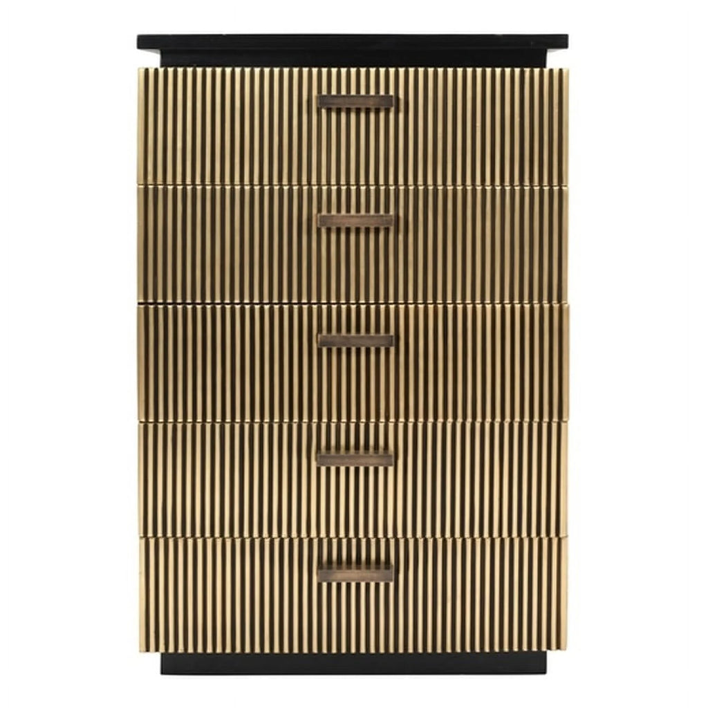 5-Drawer Wood Chest in Black/Gold T5702