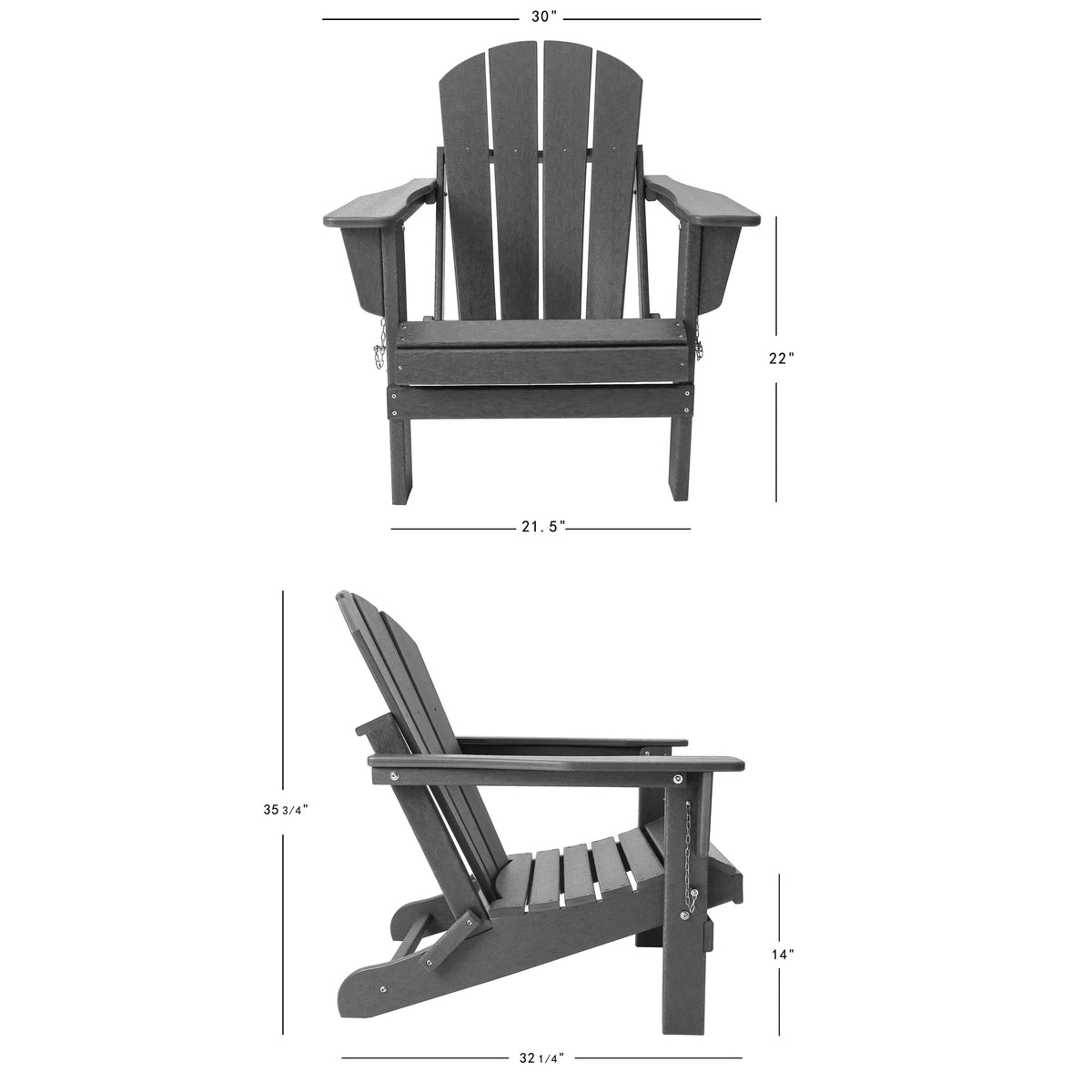 2 Pcs Outdoor Folding HDPE Adirondack Patio Chairs U355