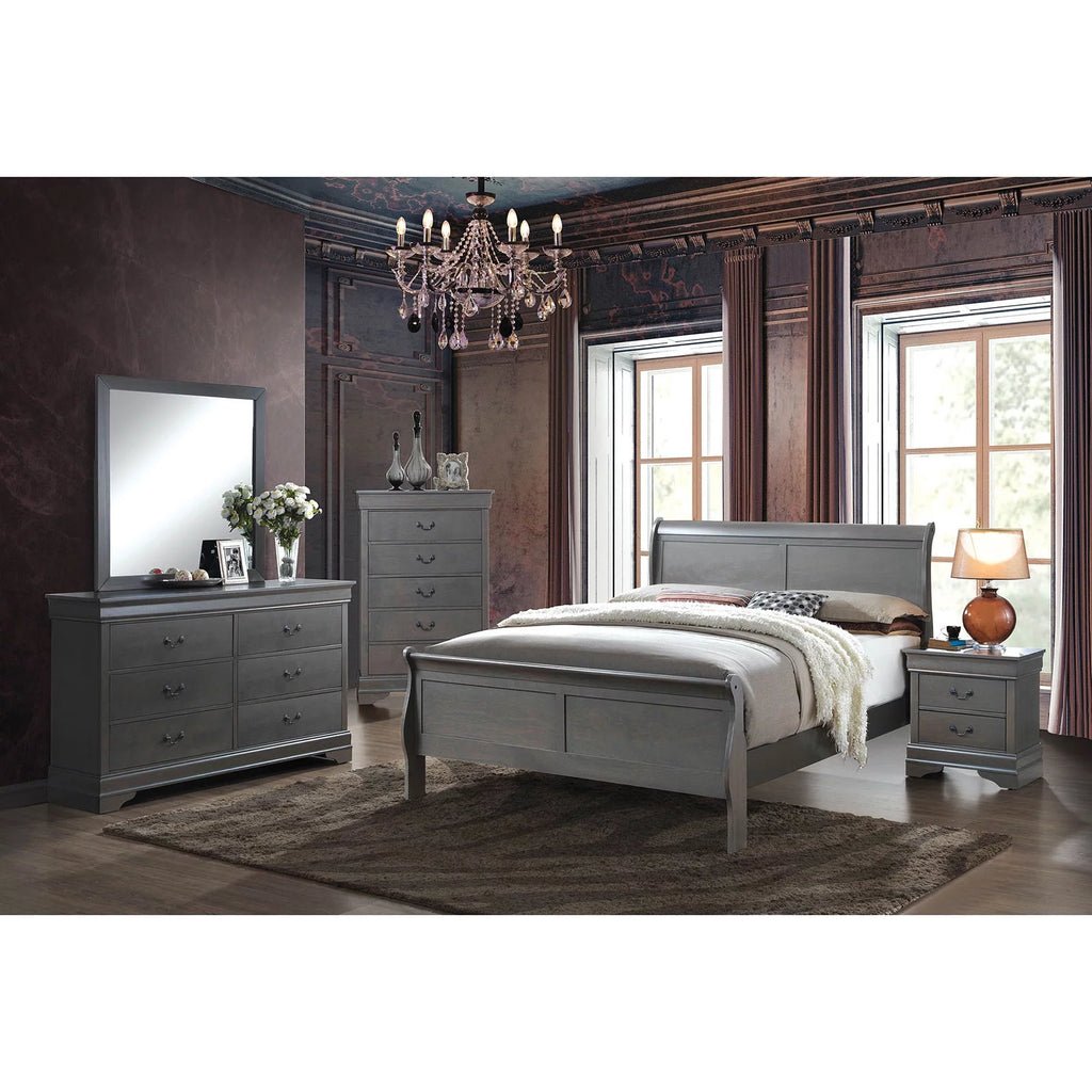 Gray Solid Wood 4pc Eastern King Bedroom Set R276486