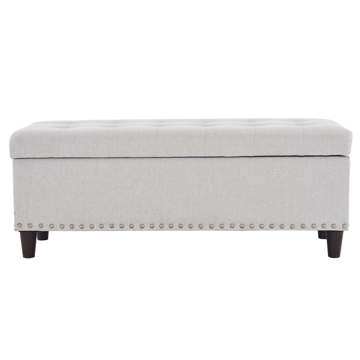 Off-White Linen Upholstered Storage Bench A228404
