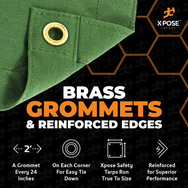 10oz Green Poly Canvas Tarp with Brass Grommets L9345