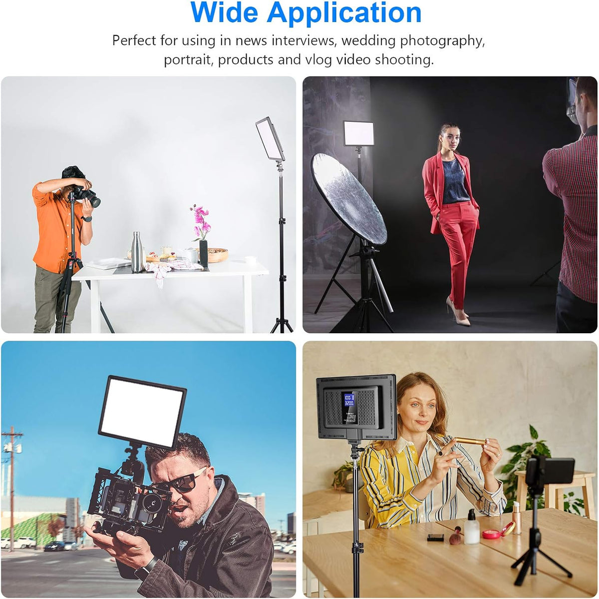 Ultra-Thin LED Soft Light Panel with LCD Display, Dimmable Bi-Color 3200-5600K CRI95+ On Camera Video Light I23405