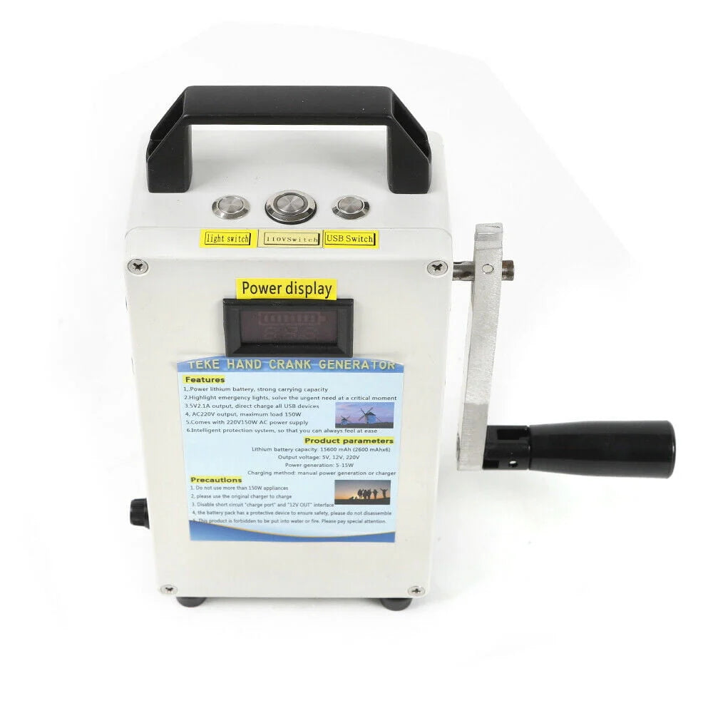 Portable Hand Crank Generator Emergency Power Supply USB Charger O89056