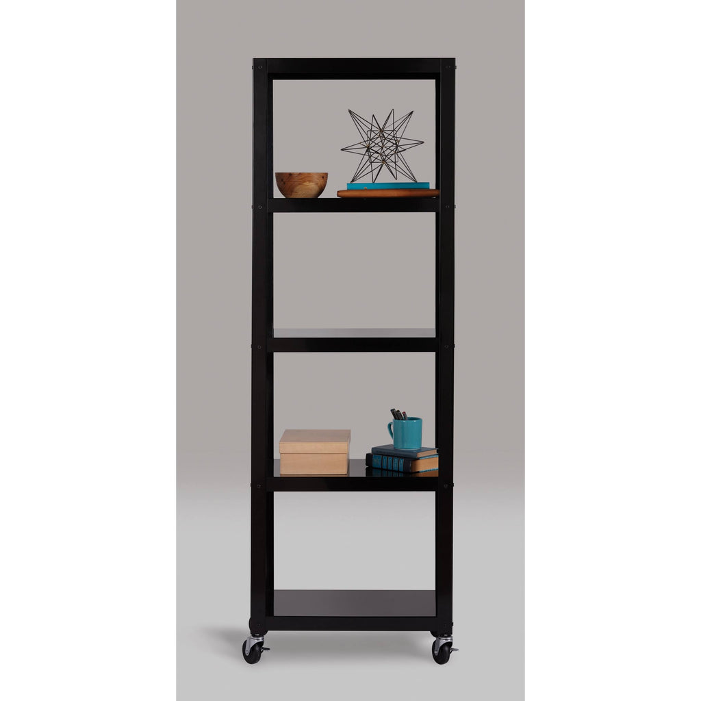 Industrial Modern Mobile 5-Shelf Bookcase Cart Black M40435