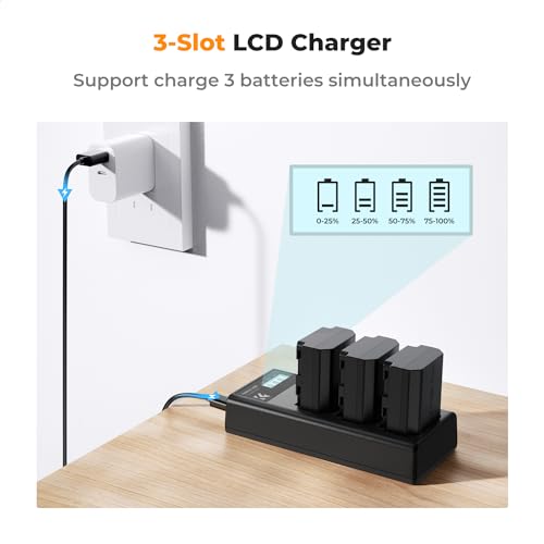 NP-FZ100 Battery and Three Slot Charger 3-Pack 2280mAh J6792