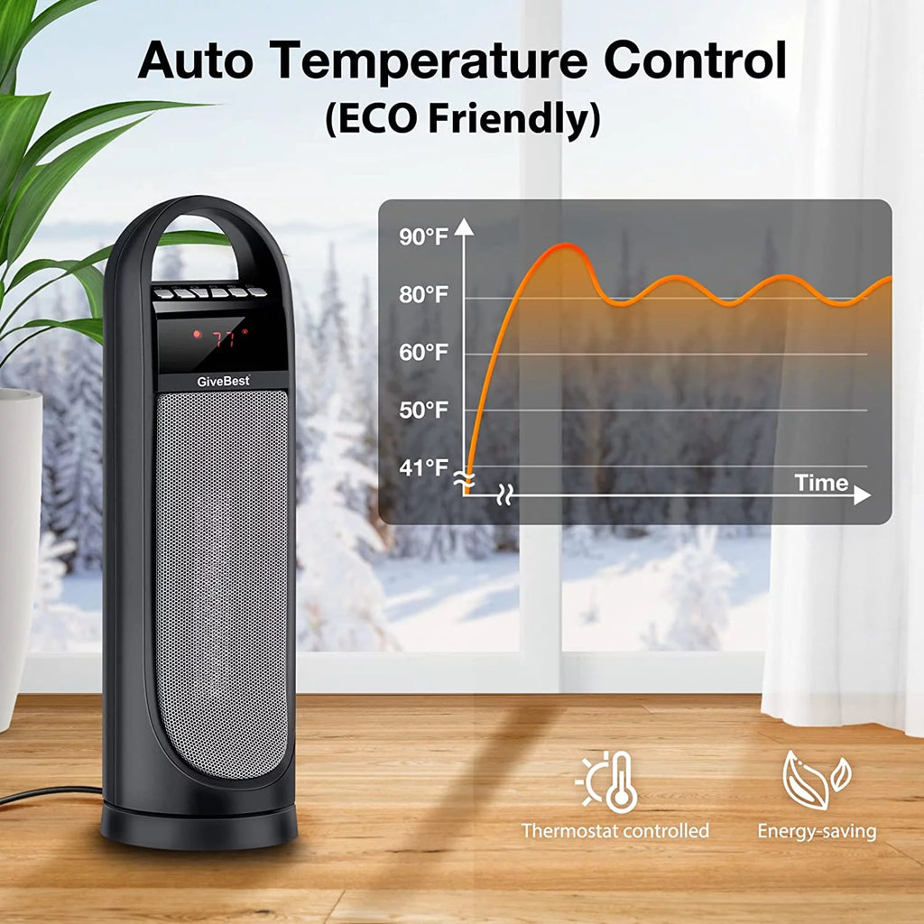 22" Electric Oscillating Tower Space Heater with Thermostat, Remote, Timer, 1500W S393