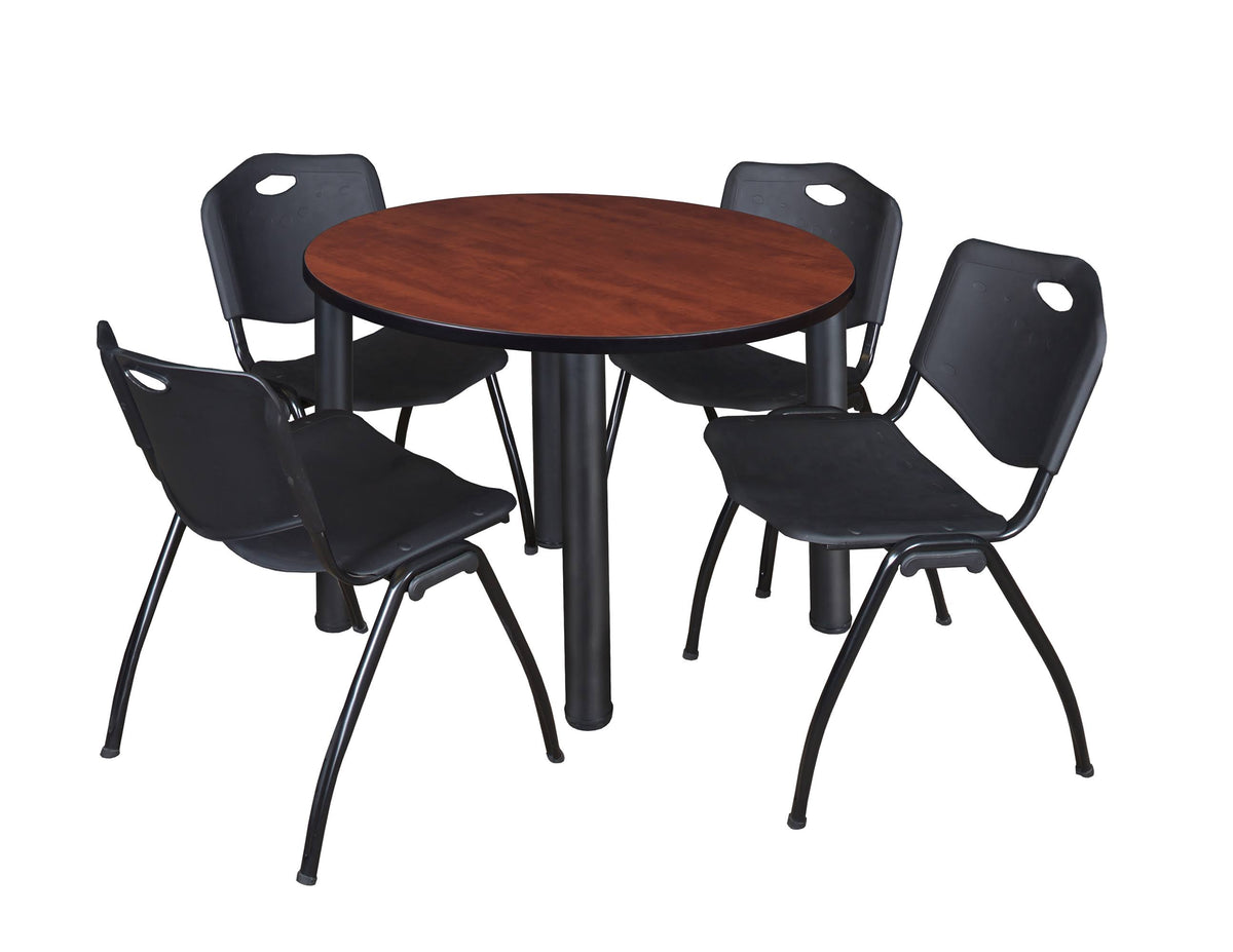 48 in. Round Breakroom Table with 4 Stack Chairs U30346