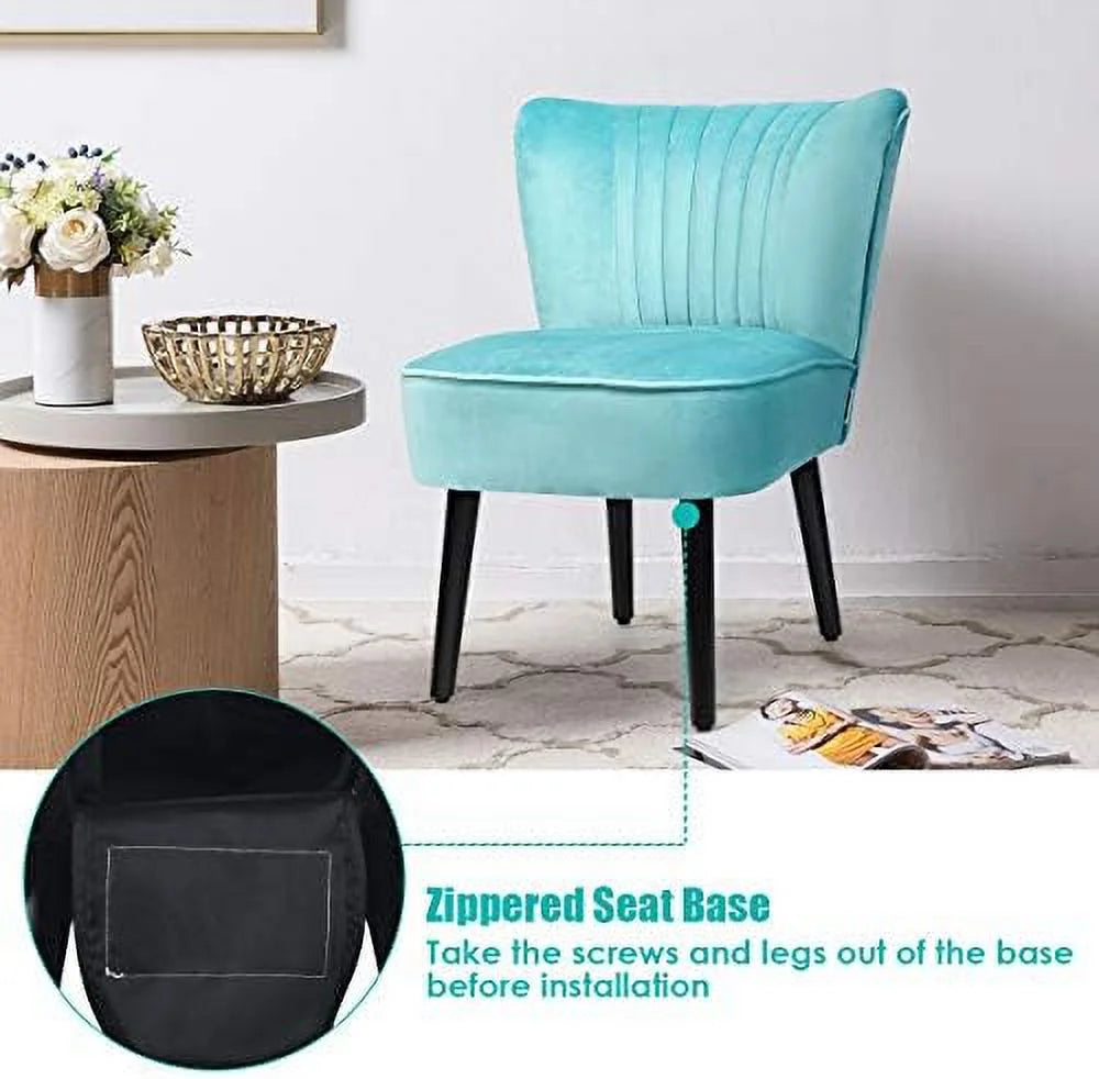 Velvet Accent Chair Set of 2 Armless Curved Backrest Padded Seat J661657