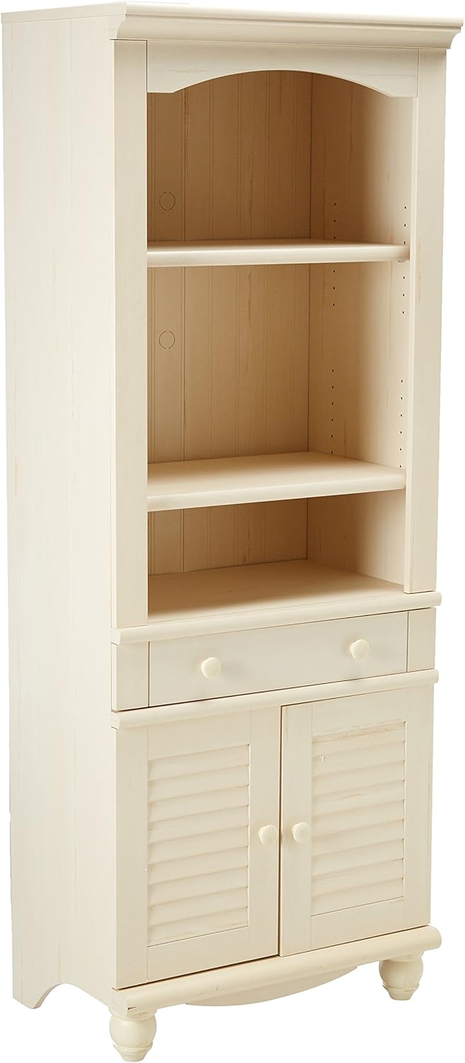Antiqued White Bookcase With Doors K74555