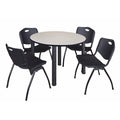 48 in. Round Breakroom Table with 4 Stack Chairs U30346