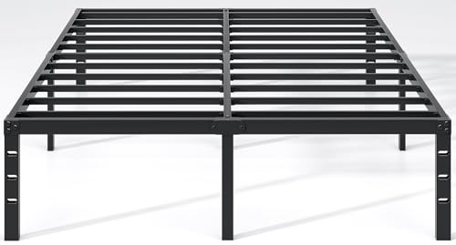 Full Size 18 Inch Black Metal Bed Frame with Storage B5482