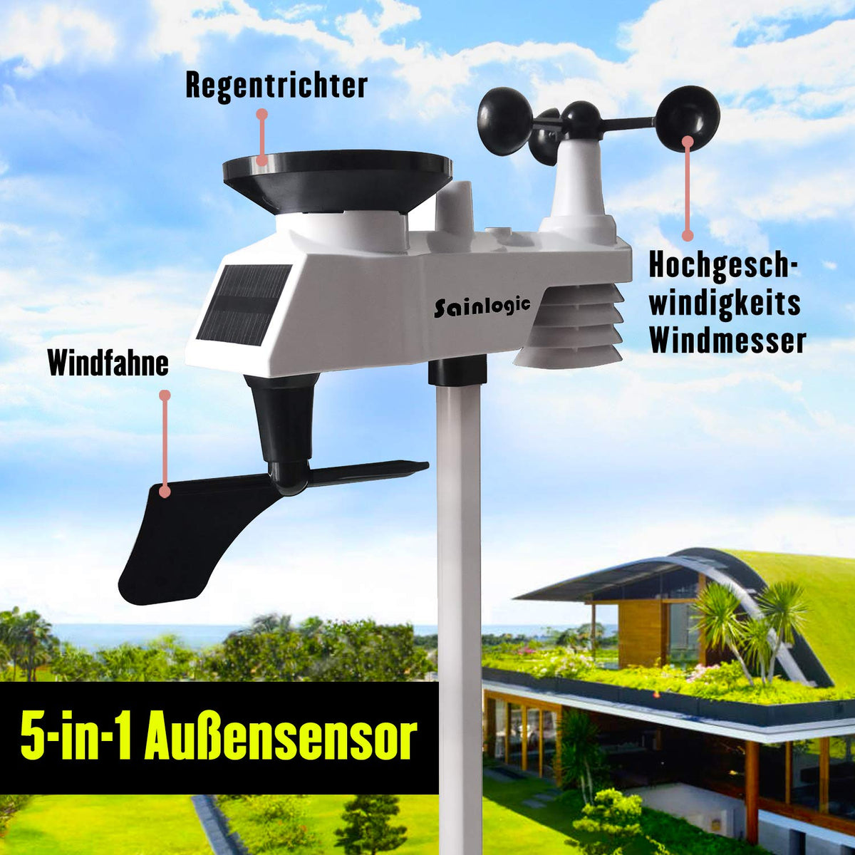Wireless 5-in-1 Weather Station with Outdoor Sensor V3049
