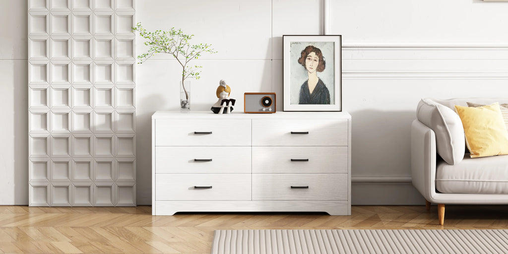 White 6 Drawer Wood Dresser Y5035