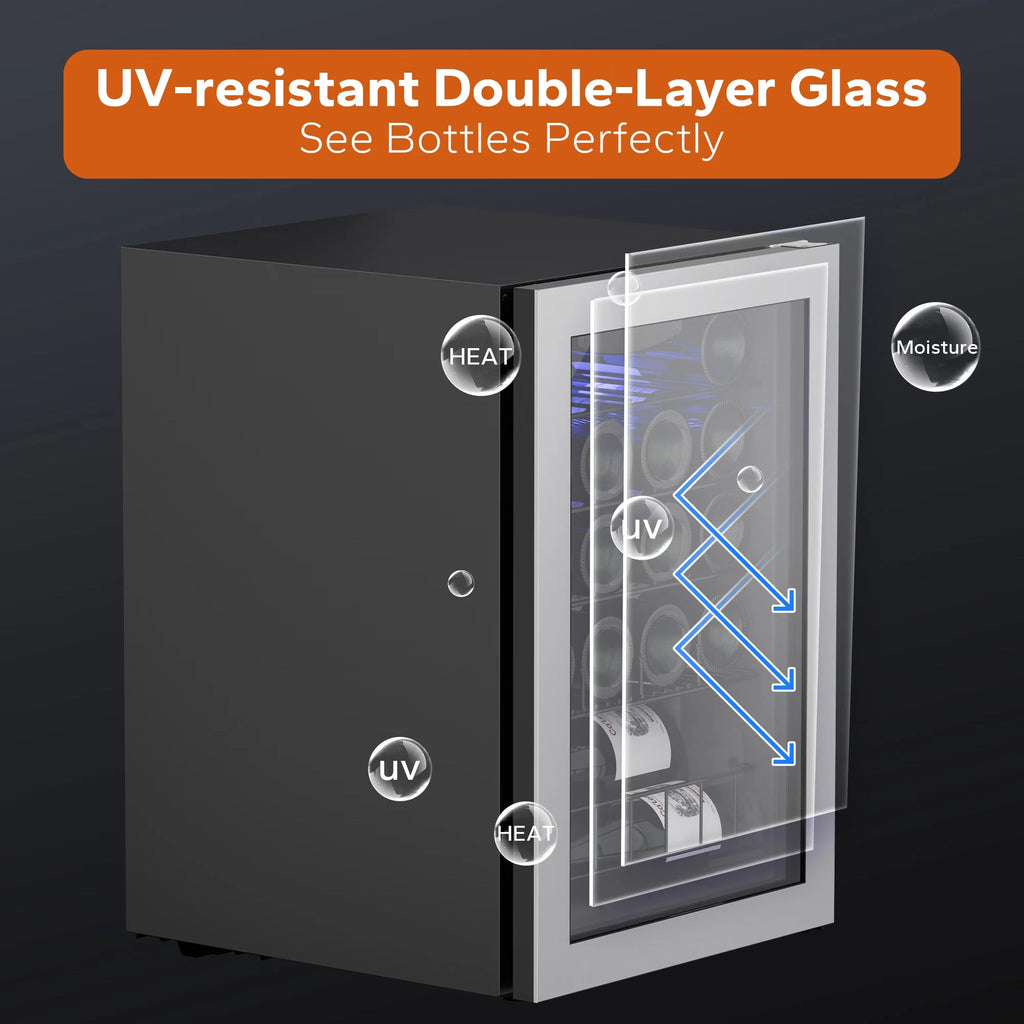20 Bottle Mini Wine Fridge with Glass Door S443