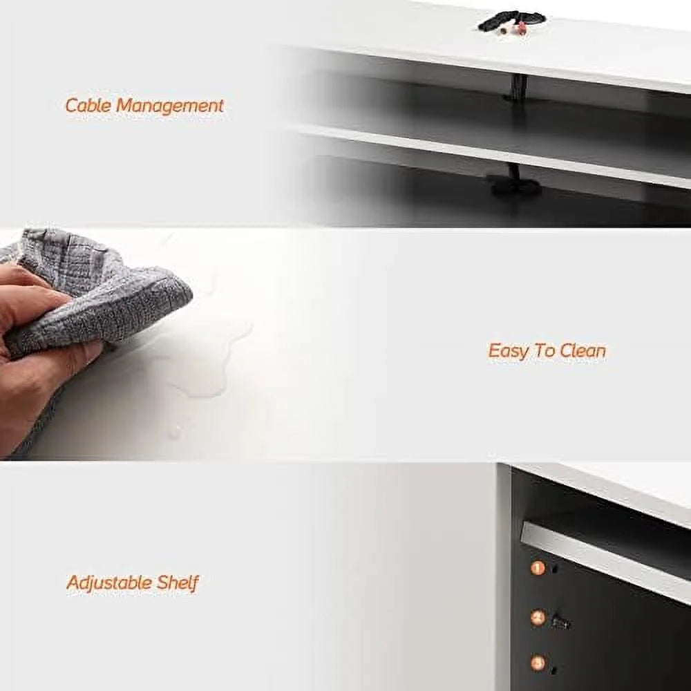 79 inch Floating TV Stand Wall Mounted Wood TV Cabinet Media Console Grey White T183491