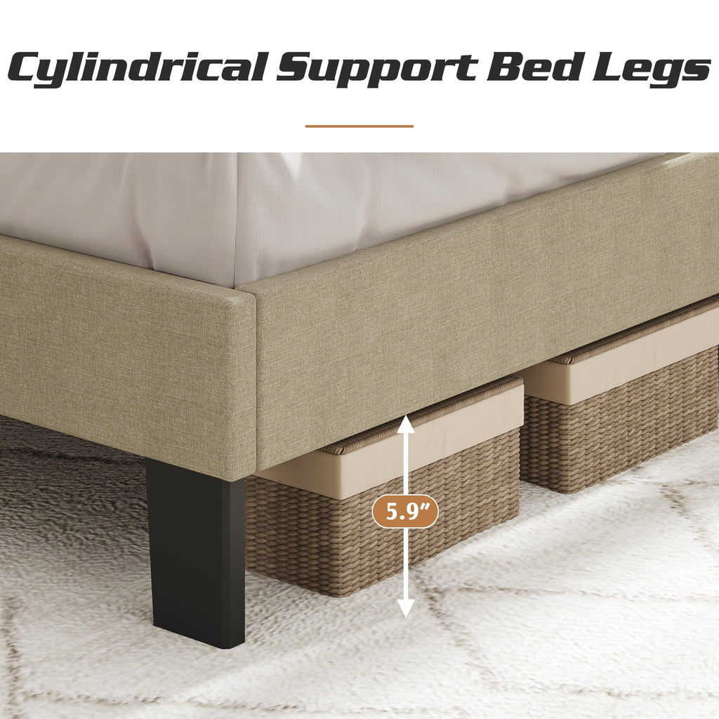 Queen Size Dark Gray Upholstered Bed Frame Q533239