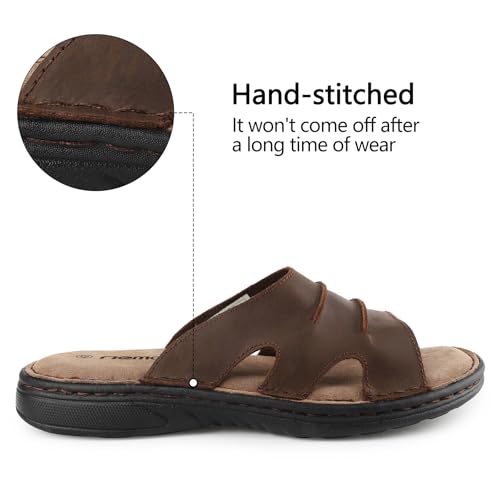 Men's Leather Sandals Cushioning Arch Support Lightweight Non-slip Summer Slides A13271