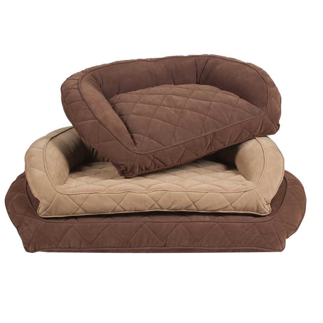 Quilted Microfiber Bolster Pet Bed V4849