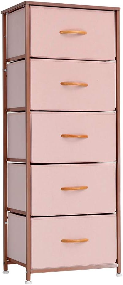 Vertical 5 Fabric Drawer Dresser Storage Tower Q6013