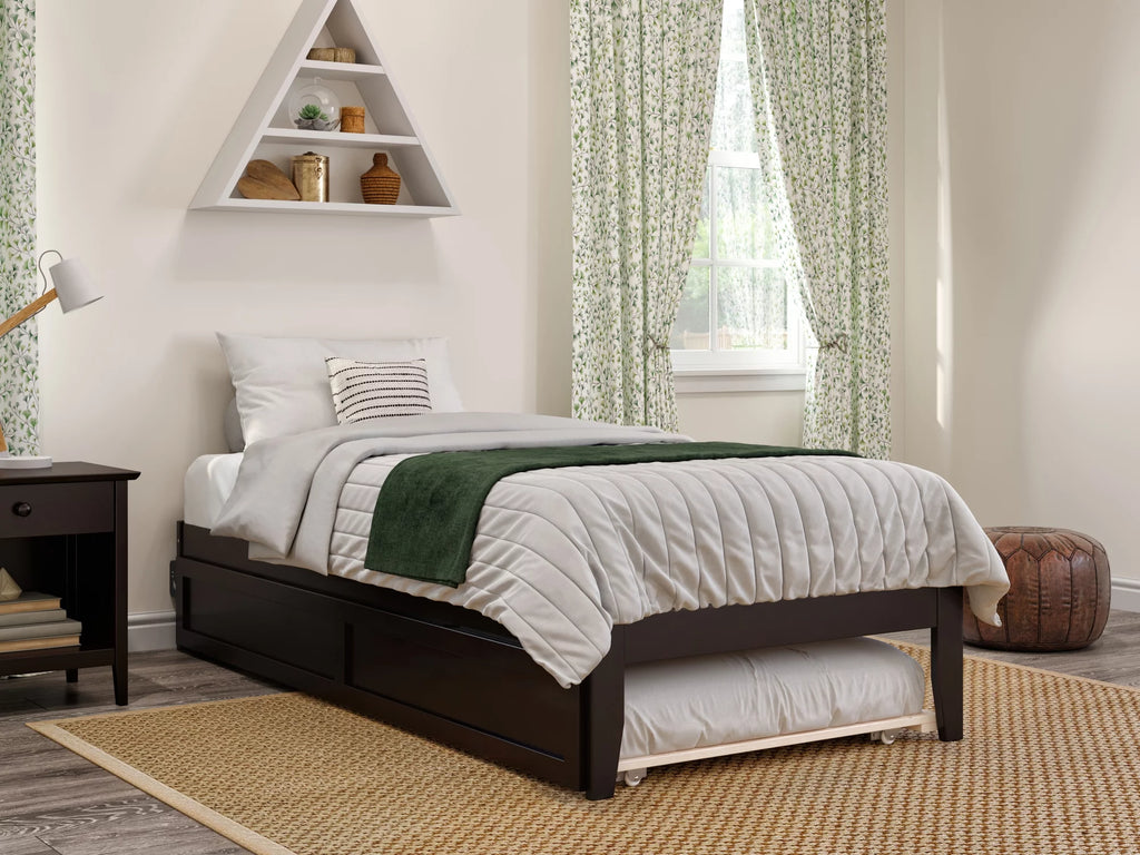 Espresso Twin XL Wood Platform Bed Frame with Trundle Z6876