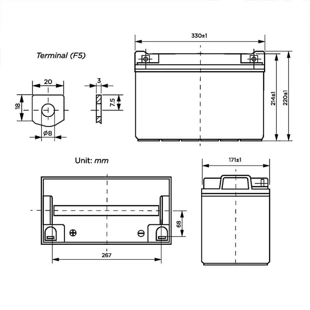 12V 100Ah replacement battery T858502