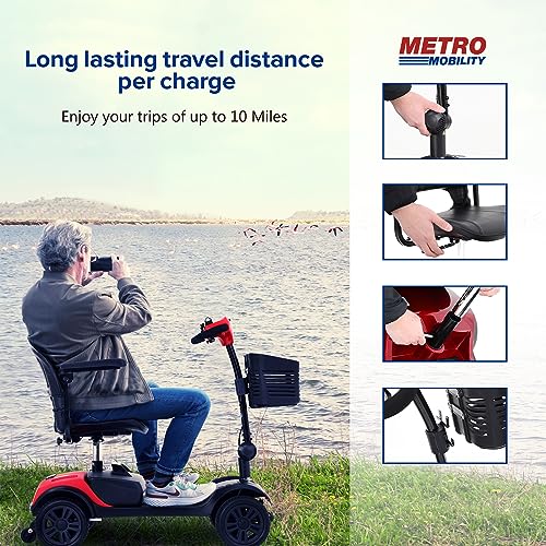 Compact Blue Mobility Scooter with Seat and Basket V27062