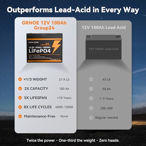 2-Pack 12V 100Ah LiFePO4 Automotive Batteries, 100A BMS Each, Group 24 D5265