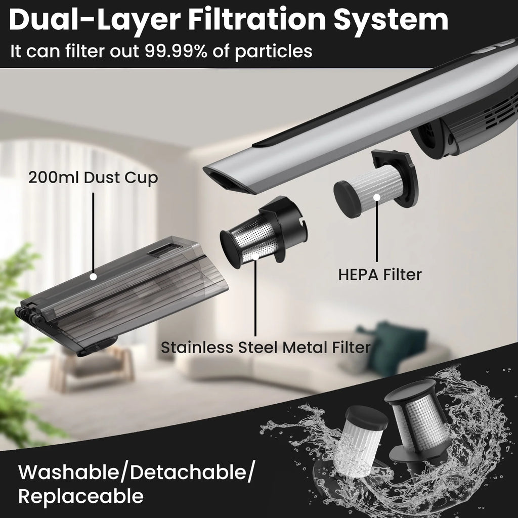 Handheld Vacuum Cleaner Cordless 18000PA 7500mAh Rechargeable Car Vacuum with 2 Suction Modes D16262