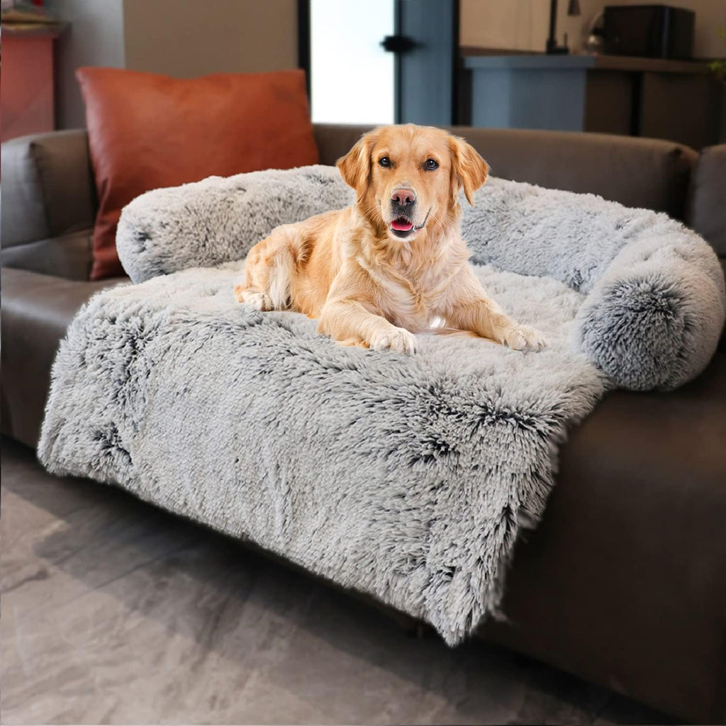 Dark Grey Small Pet Couch Protector with Soft Neck Bolster G101