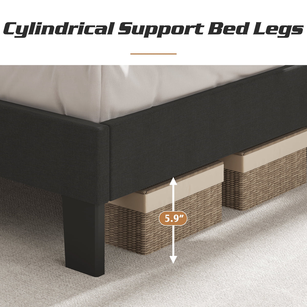 Queen Size Dark Gray Upholstered Bed Frame Q533239
