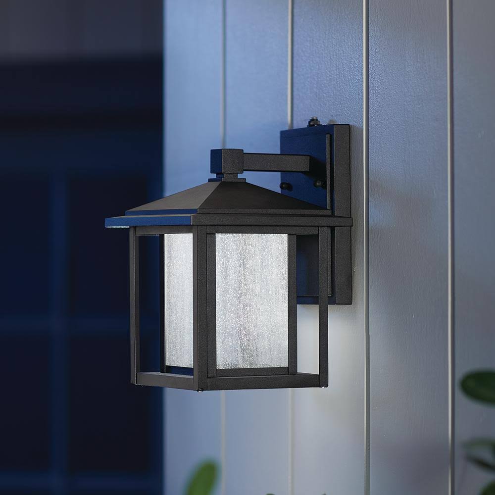 Black Outdoor Seeded Glass Dusk to Dawn Wall Lantern X766